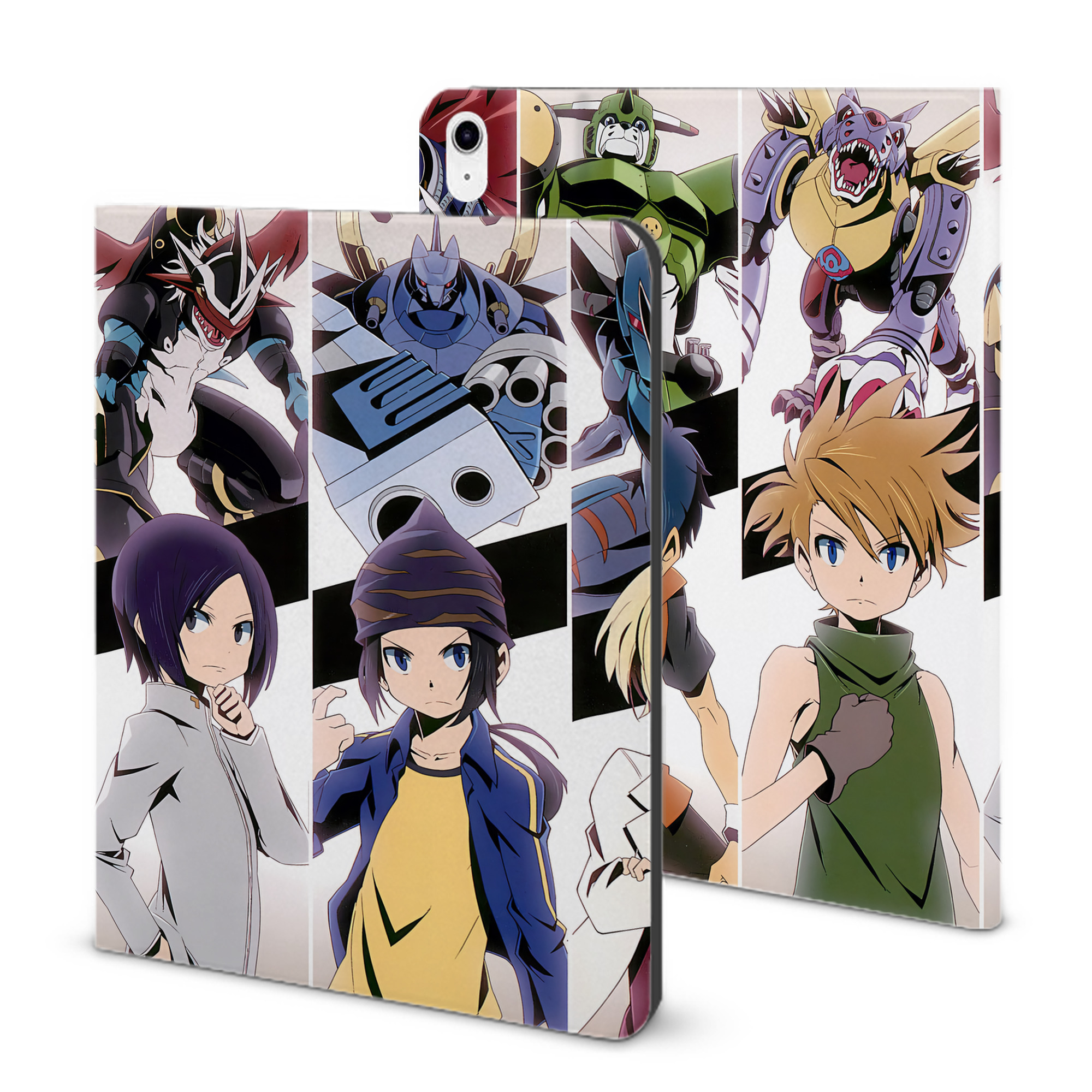 （画像用） Digimon デジタルモンスター/デジモン IPad ケース ブック型 PUレザー TPU 耐衝撃 軽量 薄型 ペン収納なし 全面保護 IPad 各モデル対応